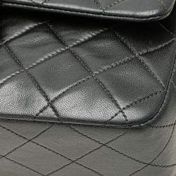Pre Owned Chanel Black Small Classic Lambskin Double Flap