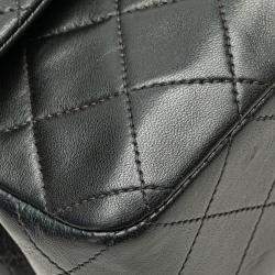 Pre Owned Chanel Black Small Classic Lambskin Double Flap