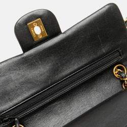 Pre Owned Chanel Black Small Classic Lambskin Double Flap