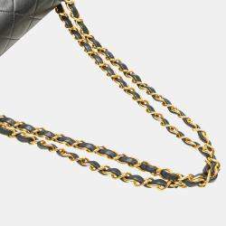 Pre Owned Chanel Black Small Classic Lambskin Double Flap