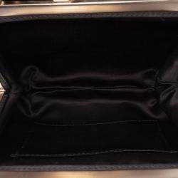 Pre Owned Chanel Black Mini Patent Lace Kiss Lock Flap Double Bag