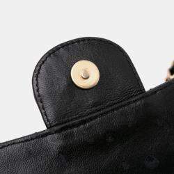Pre Owned Chanel Black Mini Patent Lace Kiss Lock Flap Double Bag