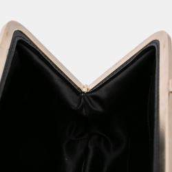 Pre Owned Chanel Black Mini Patent Lace Kiss Lock Flap Double Bag