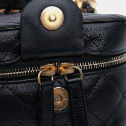 Pre Owned Chanel Black Small CC Lambskin Vanity Case