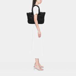 Pre Owned Chanel Black Large Quilted Denim Coco Cocoon Tote