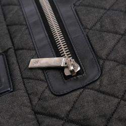 Pre Owned Chanel Black Large Quilted Denim Coco Cocoon Tote