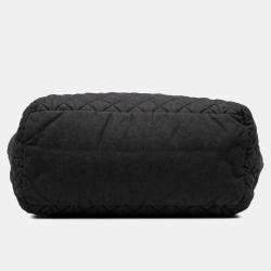 Pre Owned Chanel Black Large Quilted Denim Coco Cocoon Tote