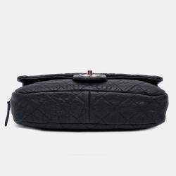 Pre Owned Chanel Navy Blue Small Quilted Distressed Calfskin Easy Flap