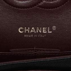 Pre Owned Chanel Black Quilted Caviar Leather Medium Classic Double Flap Bag