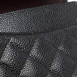 Pre Owned Chanel Black Quilted Caviar Leather Medium Classic Double Flap Bag