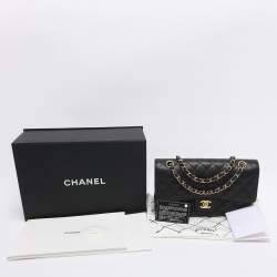 Pre Owned Chanel Black Quilted Caviar Leather Medium Classic Double Flap Bag