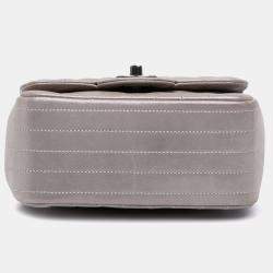 Pre Owned Chanel Brown Mini Square Classic Chevron Iridescent Calfskin Single Flap