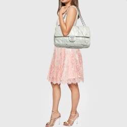 Pre Owned Chanel Grey Leather XL Classic Twisted Flap Bag