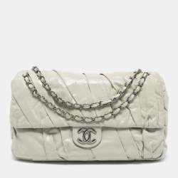 Pre Owned Chanel Grey Leather XL Classic Twisted Flap Bag