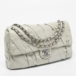 Pre Owned Chanel Grey Leather XL Classic Twisted Flap Bag