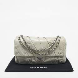 Pre Owned Chanel Grey Leather XL Classic Twisted Flap Bag