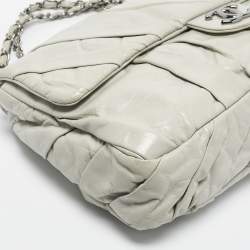 Pre Owned Chanel Grey Leather XL Classic Twisted Flap Bag