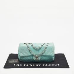 Pre Owned Chanel Aqua Blue Snakeskin Medium Ultra Stitch Classic Single Flap Bag