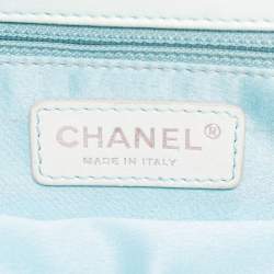 Pre Owned Chanel Aqua Blue Snakeskin Medium Ultra Stitch Classic Single Flap Bag
