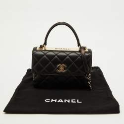 Pre Owned Chanel Black Quilted Leather Small Trendy CC Top Handle Bag