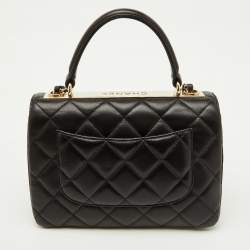 Pre Owned Chanel Black Quilted Leather Small Trendy CC Top Handle Bag