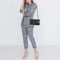Pre Owned Chanel Black Quilted Caviar Leather Medium Classic Double Flap Bag