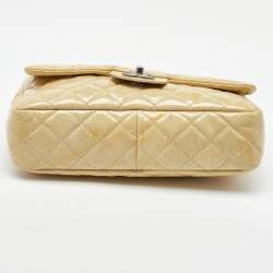 Pre Owned Chanel Yellow Quilted Pattern Patent Leather Jumbo Classic Single Flap Bag