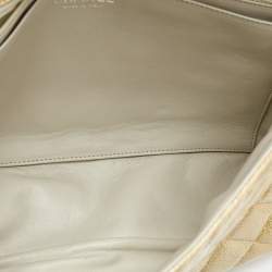 Pre Owned Chanel Yellow Quilted Pattern Patent Leather Jumbo Classic Single Flap Bag