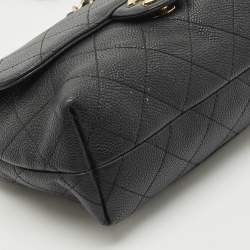 Pre Owned Chanel Black Quilted Caviar Leather Small City Walk Flap Bag