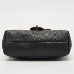 Pre Owned Chanel Black Quilted Caviar Leather Small City Walk Flap Bag