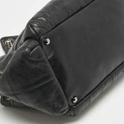 Pre Owned Chanel Black Cube Quilted Leather LAX Accordion Bag