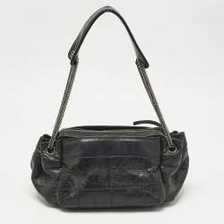 Pre Owned Chanel Black Cube Quilted Leather LAX Accordion Bag