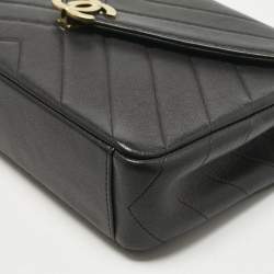 Pre Owned Chanel Black Quilted Leather Coco Envelope Flap Bag
