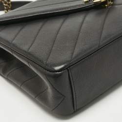 Pre Owned Chanel Black Quilted Leather Coco Envelope Flap Bag