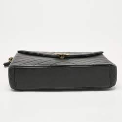 Pre Owned Chanel Black Quilted Leather Coco Envelope Flap Bag