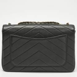 Pre Owned Chanel Black Quilted Leather Coco Envelope Flap Bag