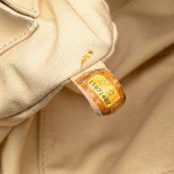 Pre Owned Chanel Beige Goatskin Square Stitch Essential Bowler