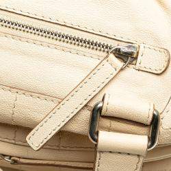 Pre Owned Chanel Beige Goatskin Square Stitch Essential Bowler