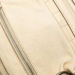Pre Owned Chanel Beige Goatskin Square Stitch Essential Bowler