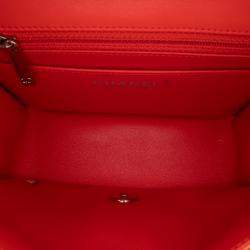 Pre Owned Chanel Orange/Red Mini Square Classic Patent Striped Single Flap Bag