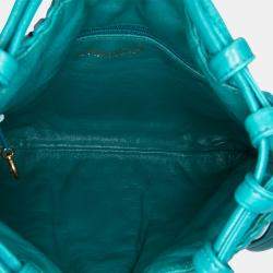 Pre Owned Chanel Blue Woven Lambskin Drawstring Pouch