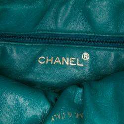 Pre Owned Chanel Blue Woven Lambskin Drawstring Pouch