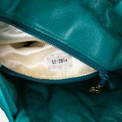 Pre Owned Chanel Blue Woven Lambskin Drawstring Pouch