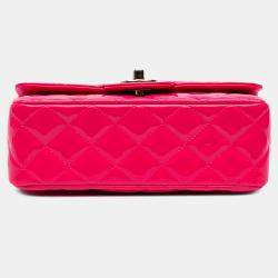 Pre Owned Chanel Pink Mini Rectangular Classic Patent Single Flap Bag