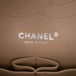 Pre Owned Chanel Beige Jumbo Classic Caviar Double Flap Bag