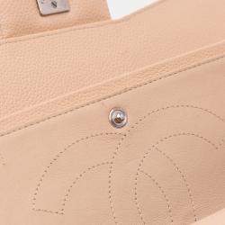 Pre Owned Chanel Beige Jumbo Classic Caviar Double Flap Bag