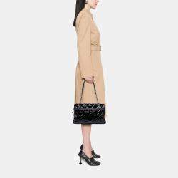 Pre Owned Chanel Black Medium CC Patent Soft Shopper Tote