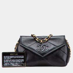 Pre Owned Chanel Black Mini CC Quilted Lambskin Single Flap