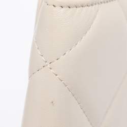 Pre Owned Chanel Cream Quilted Leather 19 Compact Wallet on Chain