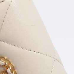 Pre Owned Chanel Cream Quilted Leather 19 Compact Wallet on Chain
